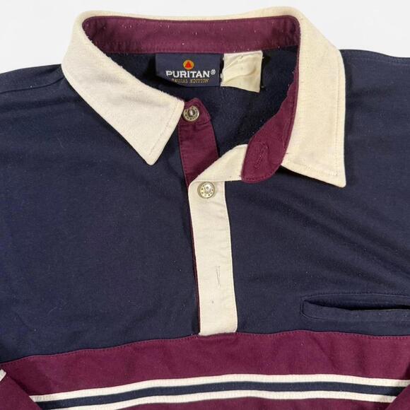 Puritan Rugby Shirt Men’s L/XL Vintage 80s 90s Colorblock Long Sleeve - Picture 2 of 8